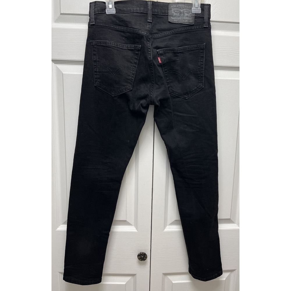 Levi's Jeans Mens W29 L30 Black 512 Slim Leg Tapered Flex Stretch Denim Casual